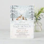 Winter Wonderland Baby Shower Woodland Baby Animal Kaart (Staand voorkant)