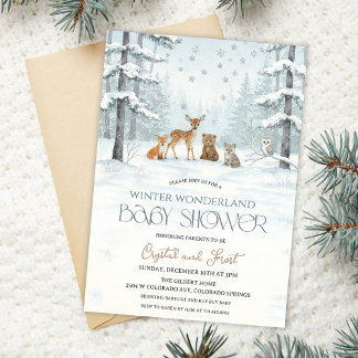 Winter Wonderland Baby Shower Woodland Baby Animal Kaart