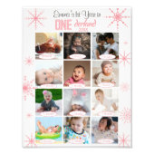 Winter Wonderland Baby's 1e Jaar Foto Collage Foto Afdruk (Voorkant)