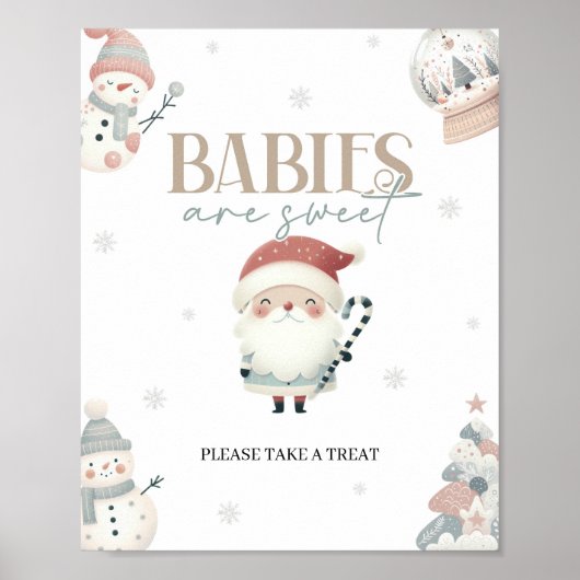 Winter Wonderland Baby's zijn Sweet Table Sign Poster (Voorkant)