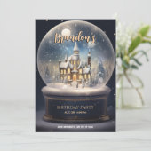 Winter wonderland ball wereldbol verjaardagsglas kaart (Staand voorkant)