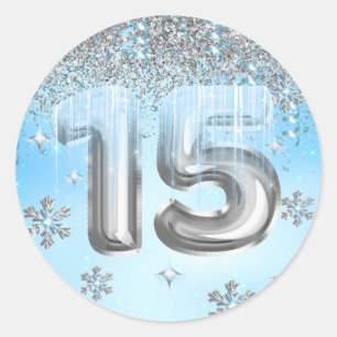 Winter Wonderland Balloons Quinceanera Ronde Sticker