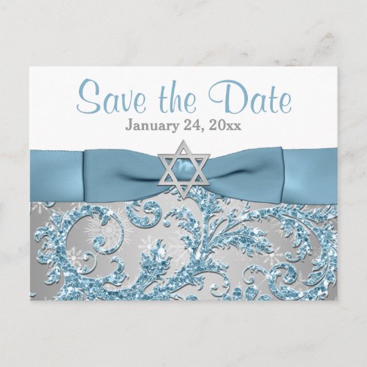 Winter Wonderland Bat Mitswa Save the Date Kaart (Voorkant)