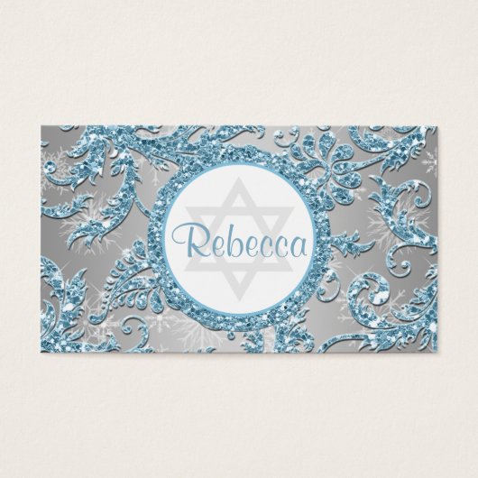 Winter Wonderland Bat Mitzvah Favor Tag Visitekaartje (Voorkant)