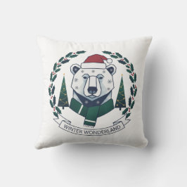 Winter Wonderland Bear – Cute Santa Hat Christmas  Kussen