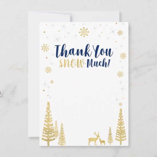Winter wonderland bedankkaart - Navy & Goud (Voorkant)