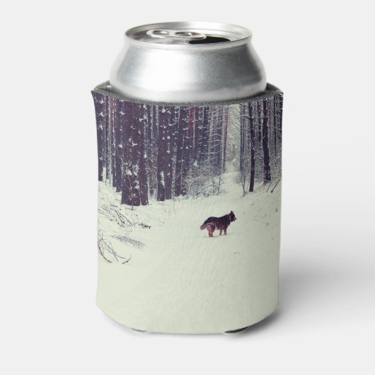 Winter Wonderland: besneeuwd dennenbos Blikjeskoeler (Blikje Achterkant)