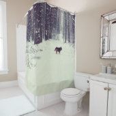 Winter Wonderland: besneeuwd dennenbos Douchegordijn (In situ)