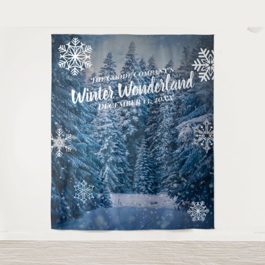 Winter Wonderland Besneeuwde Bomen  | Feest Achter Wandkleed (Voorkant)