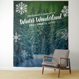 Winter Wonderland Besneeuwde Bomen  | Feest Achter Wandkleed