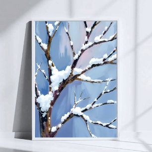 Winter Wonderland Besneeuwde Boomtakken Geschilder Poster