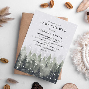 Winter Wonderland Besneeuwde Bos Baby Shower Kaart