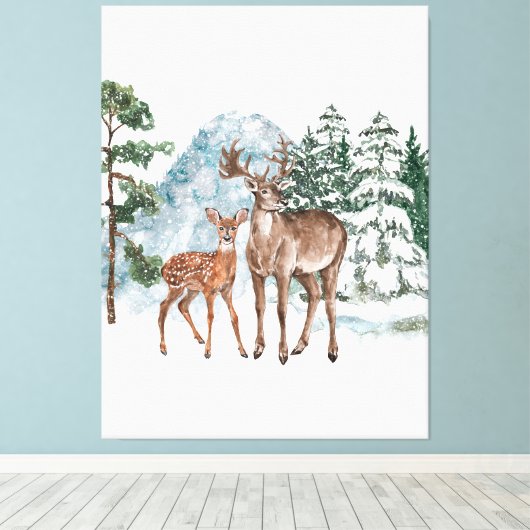 Winter Wonderland Beste en pijnboomsneeuw Herfst T Canvas Afdruk (Insitu (Houten vloer))