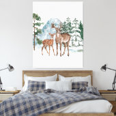 Winter Wonderland Beste en pijnboomsneeuw Herfst T Canvas Afdruk (Insitu (Slaapkamer))