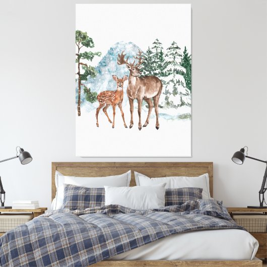 Winter Wonderland Beste en pijnboomsneeuw Herfst T Canvas Afdruk (Insitu (Slaapkamer))