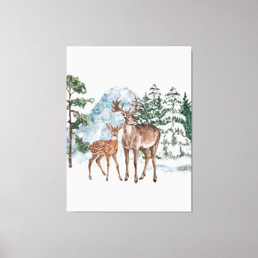 Winter Wonderland Beste en pijnboomsneeuw Herfst T Canvas Afdruk (Voorkant)