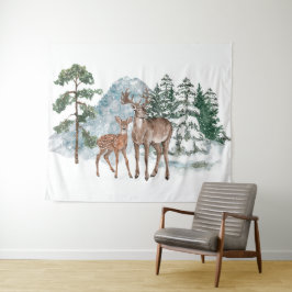 Winter Wonderland Beste en pijnboomsneeuw Herfst Wandkleed