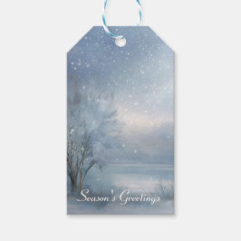 Winter Wonderland Bevroren Meer Besneeuwd Woud Cadeaulabel