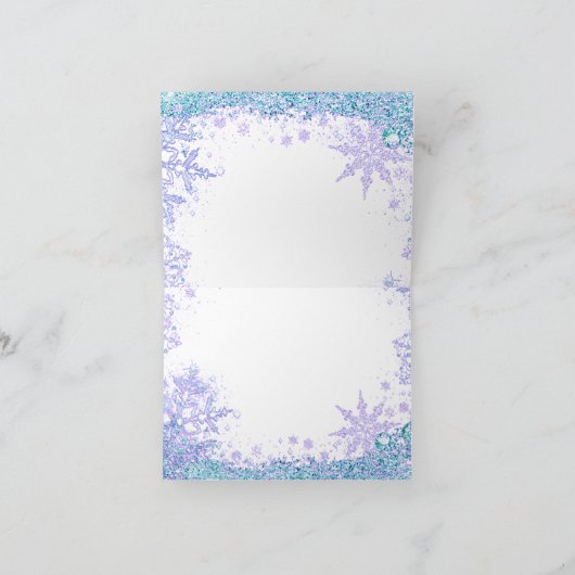 Winter Wonderland Bevroren Sneeuwvlokje Bedankkaar Kaart (Binnen)