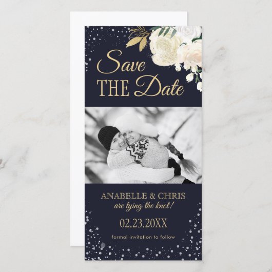 Winter Wonderland Bewaar de datum Fotokaarten Save The Date (Voorkant / Achterkant)