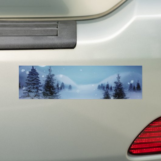 Winter Wonderland bij nacht Bumpersticker (Op auto)