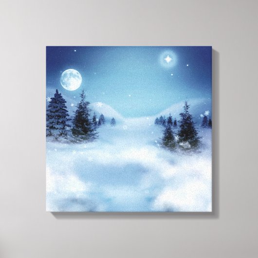 Winter Wonderland bij nacht Canvas Afdruk (Voorkant)