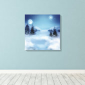 Winter Wonderland bij nacht Canvas Afdruk (Insitu (Houten vloer))