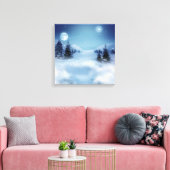 Winter Wonderland bij nacht Canvas Afdruk (Insitu (Woonkamer))