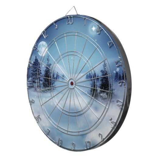 Winter Wonderland bij nacht Dartbord (Voorkant Rechts)