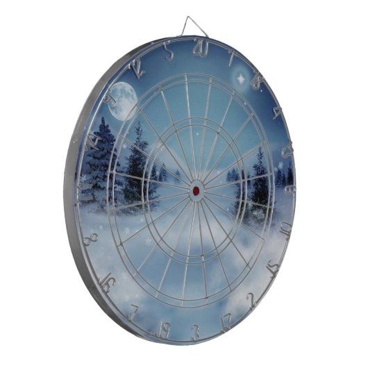Winter Wonderland bij nacht Dartbord (Voorkant Links)