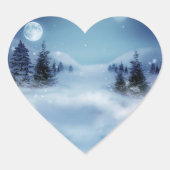 Winter Wonderland bij nacht Hart Sticker (Voorkant)