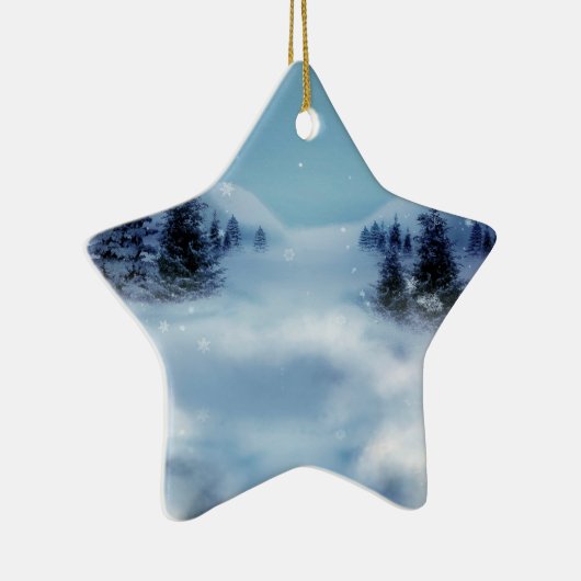 Winter Wonderland bij nacht Keramisch Ornament (Rechts)