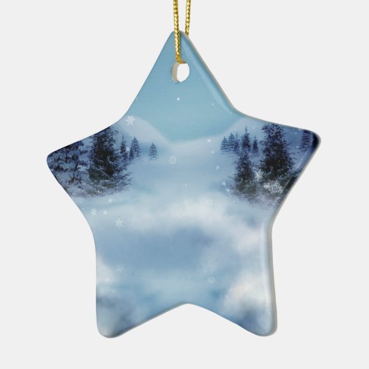 Winter Wonderland bij nacht Keramisch Ornament (Links)