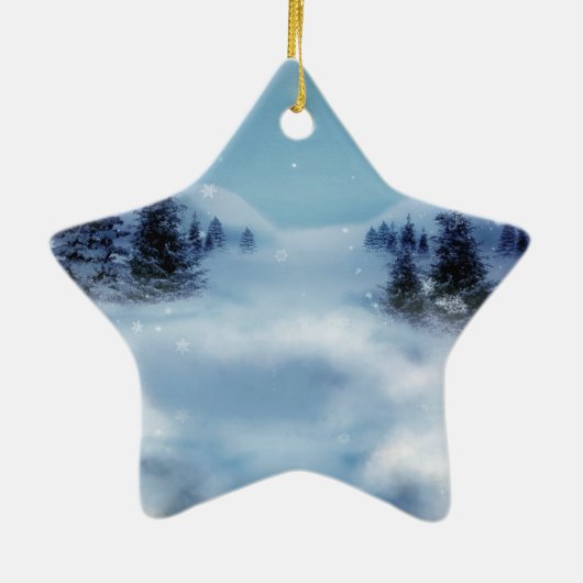 Winter Wonderland bij nacht Keramisch Ornament (Achterkant)