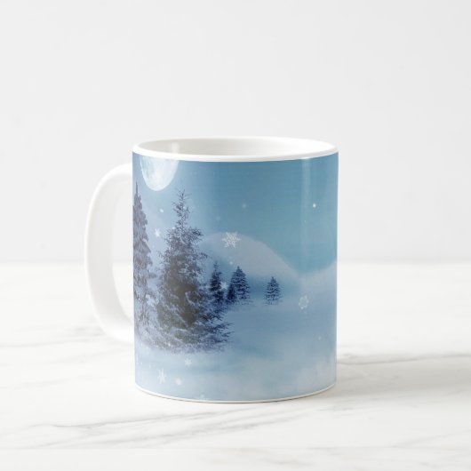 Winter Wonderland bij nacht Koffiemok (Voorkant links)