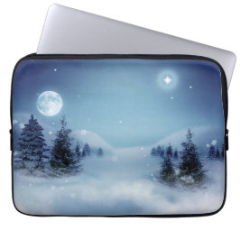 Winter Wonderland bij nacht Laptop Sleeve