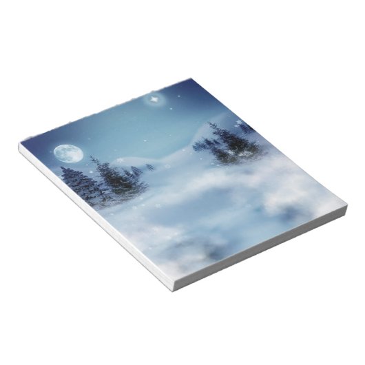 Winter Wonderland bij nacht Notitieblok (Schuin)