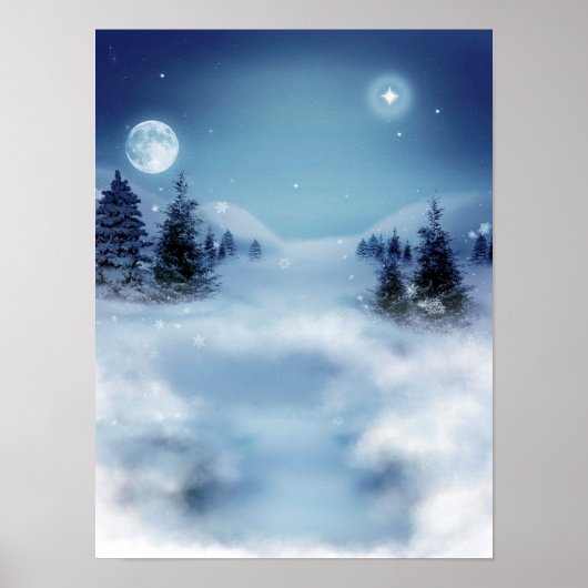Winter Wonderland bij nacht Poster (Voorkant)