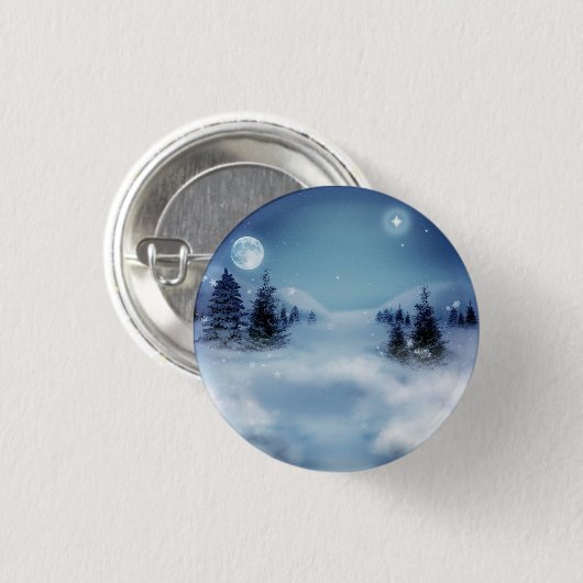 Winter Wonderland bij nacht Ronde Button 3,2 Cm (Voorkant /achterkant)