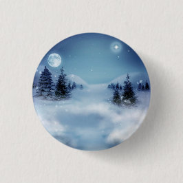 Winter Wonderland bij nacht Ronde Button 3,2 Cm
