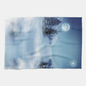 Winter Wonderland bij nacht Theedoek (Horizontaal)