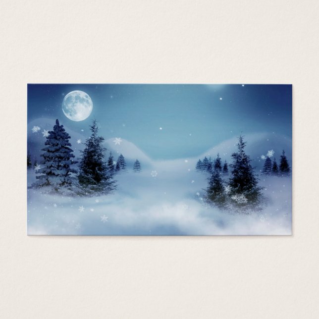 Winter Wonderland bij nacht Visitekaartje (Voorkant)