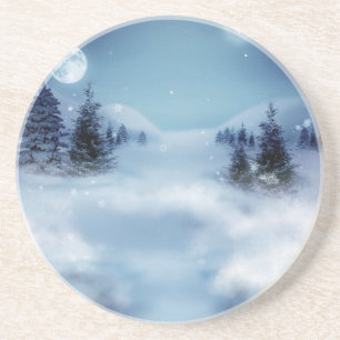Winter Wonderland bij nacht Zandsteen Onderzetter