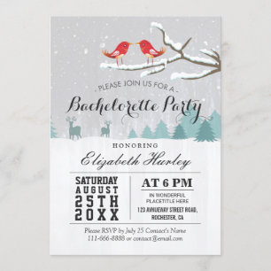 Winter Wonderland Bird Reindeer Bachelorette Kaart