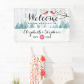 Winter Wonderland Birds & Reindeer Wedding Banner (Insitu)