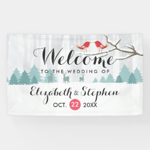 Winter Wonderland Birds & Reindeer Wedding Banner