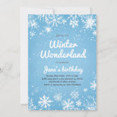 Winter Wonderland Birthday Blue Snowflake Kaart (Voorkant)