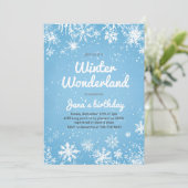 Winter Wonderland Birthday Blue Snowflake Kaart (Staand voorkant)