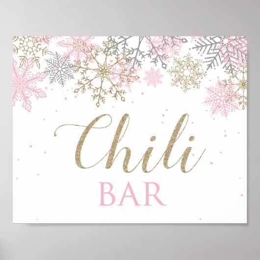 Winter Wonderland Birthday Chili Bar Sign Poster (Voorkant)