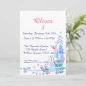 Winter Wonderland Birthday Invitation, Snowman Kaart (Staand voorkant)